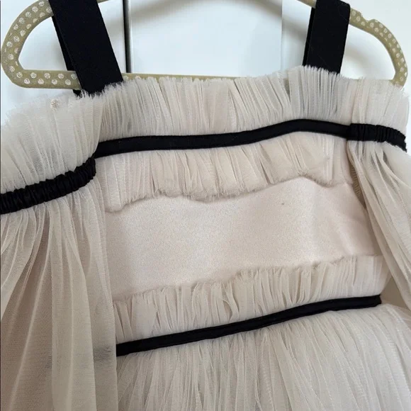 Elegant Cream Tulle Dress with Black Accents